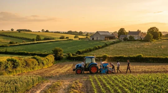 Exploitation agricole dynamique en zone rurale avec équipe de salariés motivés travaillant ensemble